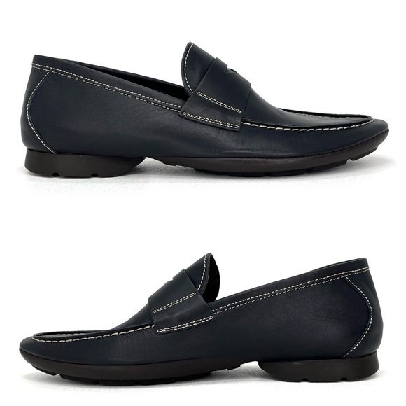 Dunhill Men’s Size 8.5 Black Driving Moccasins Leather Penny Loafer Shoes EUC